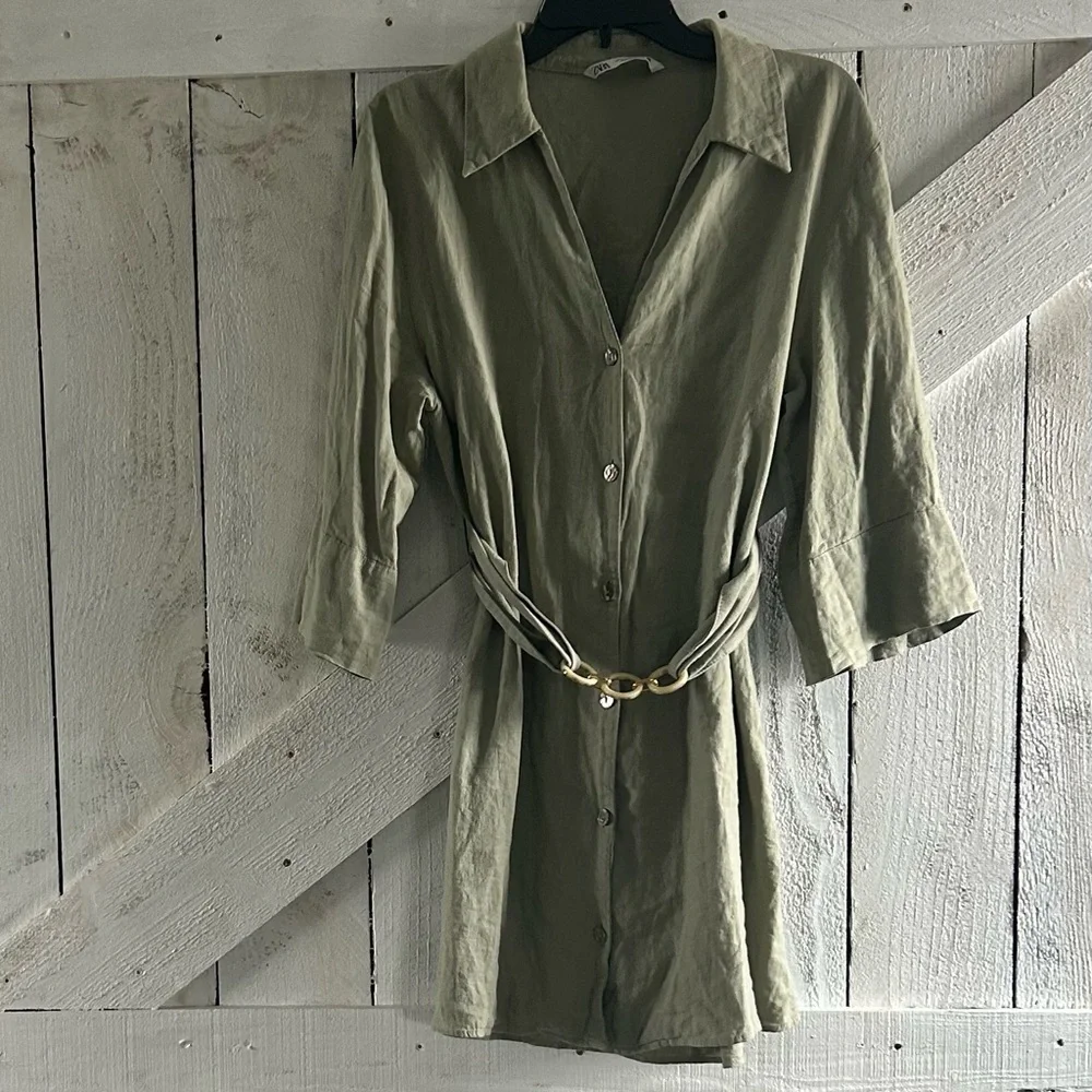 Zara Sage Green Casual Dress - Picture 1 of 8